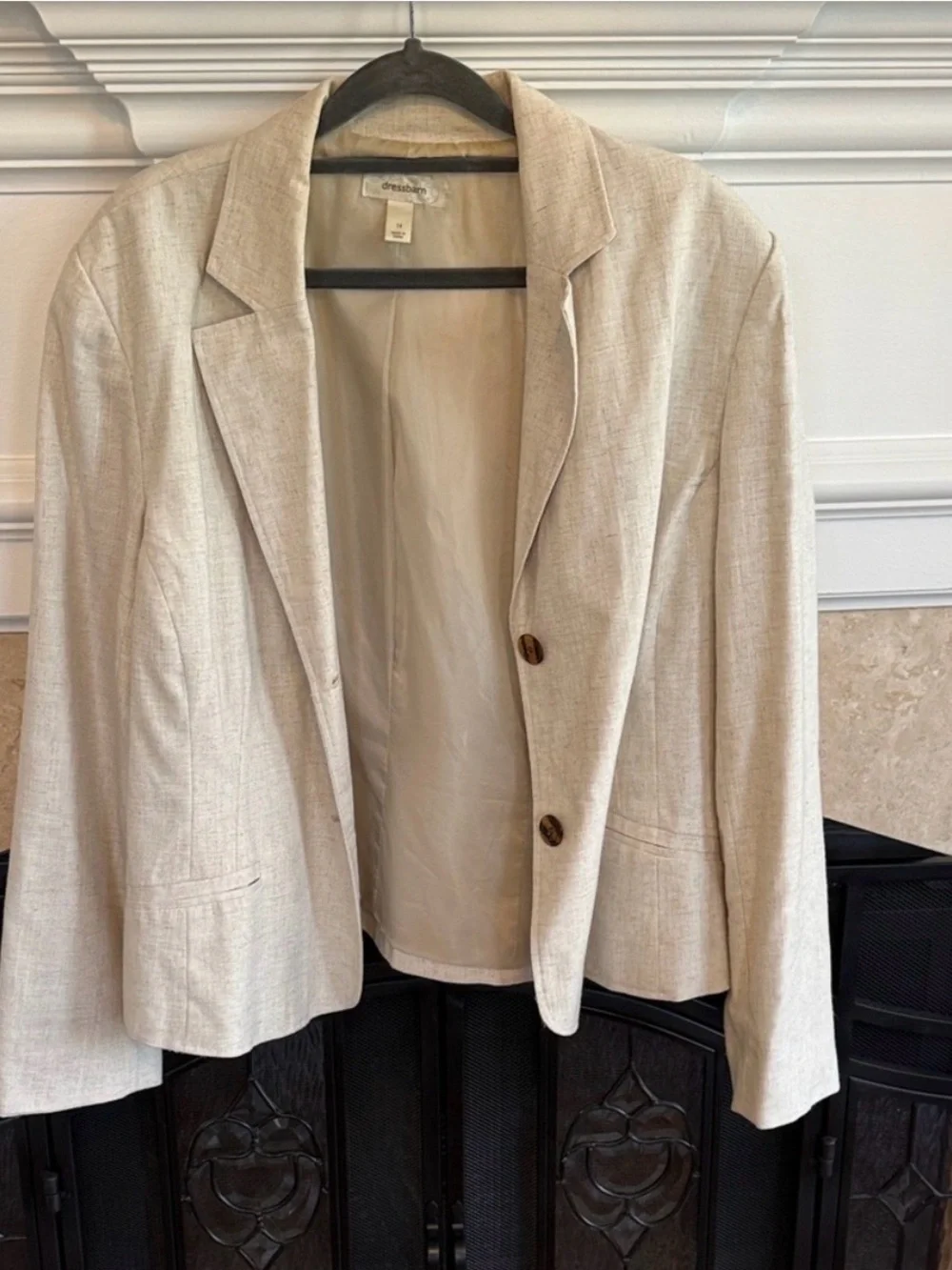 Dressbarn Cream Beige Tailored Blazer Jacket Size 14